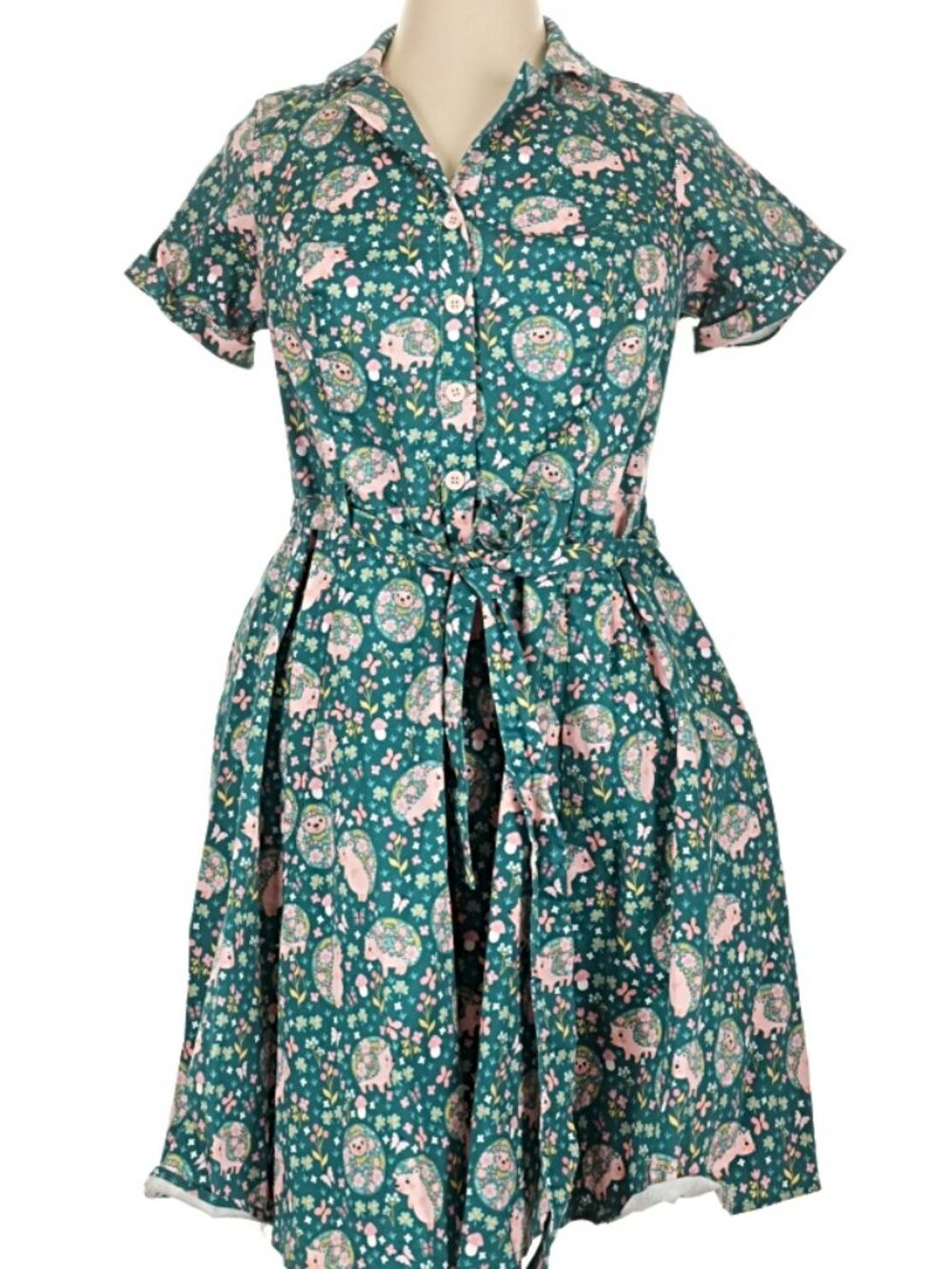 Eva Rose Modern Millie Hedgehog Shirtwaist Dress 1X Plus New Made in USA - Picture 2 of 5